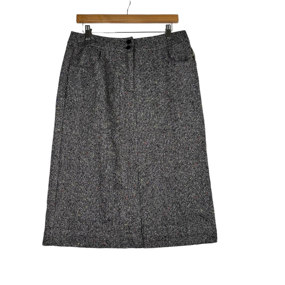 Talbots Tweed Skirt Button Pockets Size 12